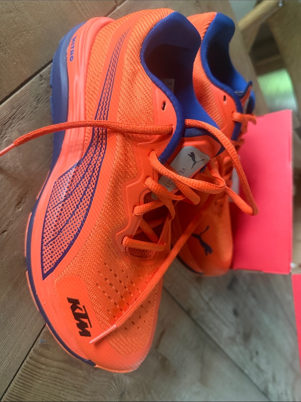Puma Men’s Bright Orange Athletic Shoes with Blue Accents KTM shoes mens 7